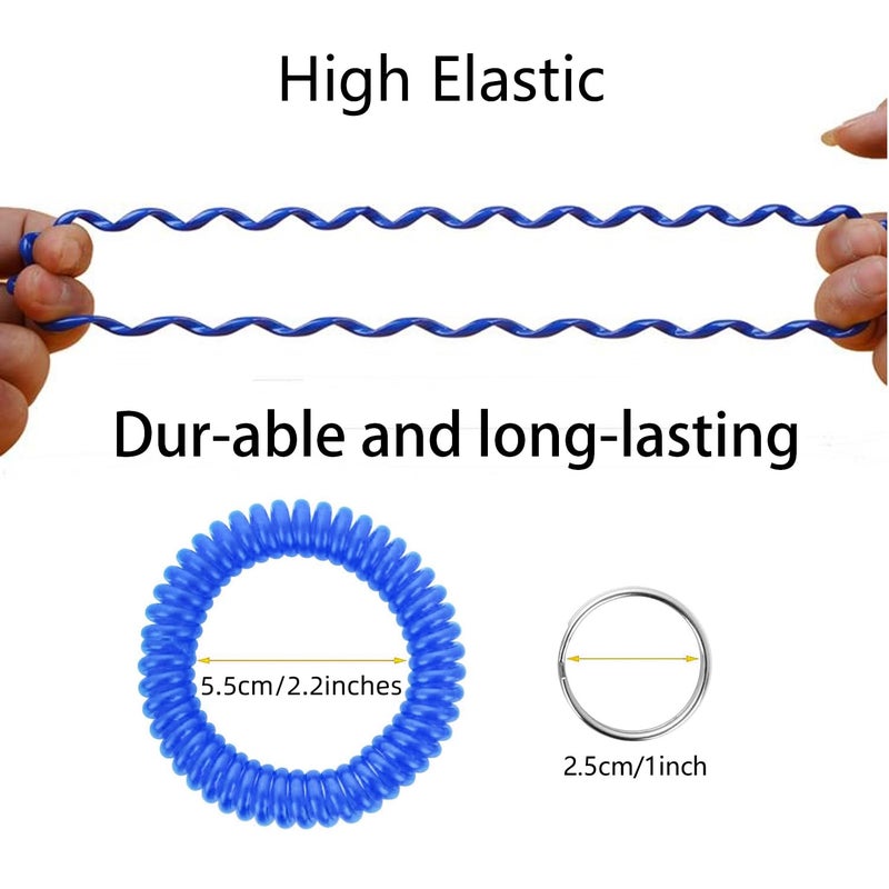 HAMIYELL Pack of 36 Colorful Spring Spiral Wrist Coil Key Chain, Wristband Key Ring (Black) - Image 2